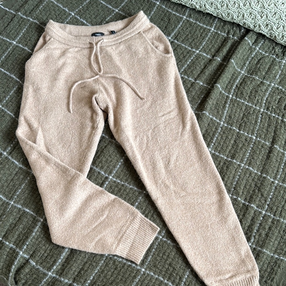 Theory Alpaca Blend Cozy Tan Jogger Pants
